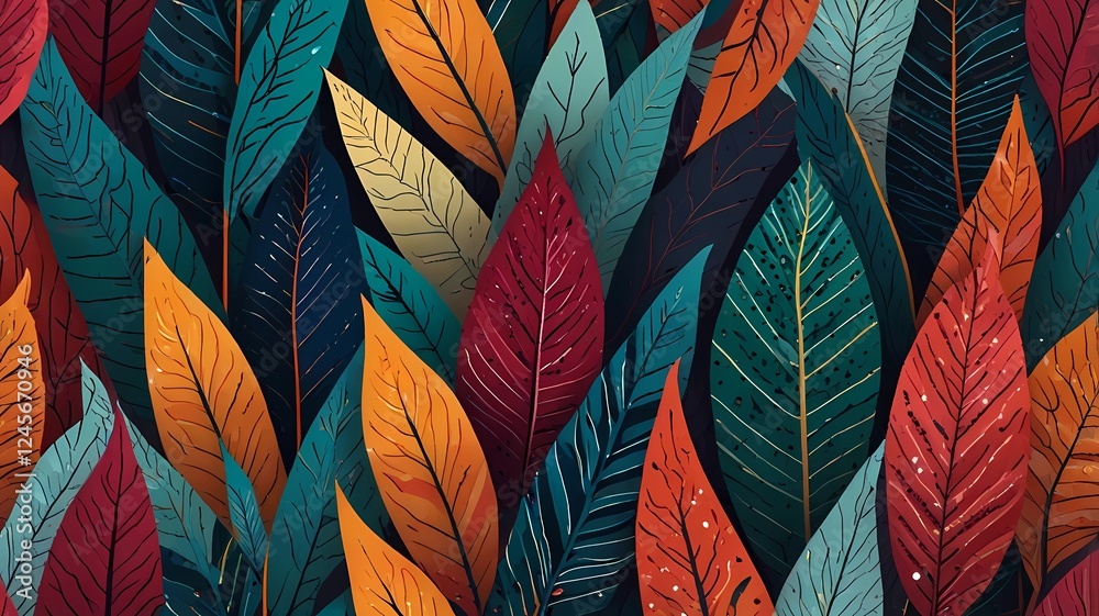 Luxury seamless pattern with striped leaves. Elegant floral background in minimalistic linear style. Trendy line art design element. Luxury seamless pattern with striped leaves. Elegant floral background in minimalistic linear style. Trendy line art design element.