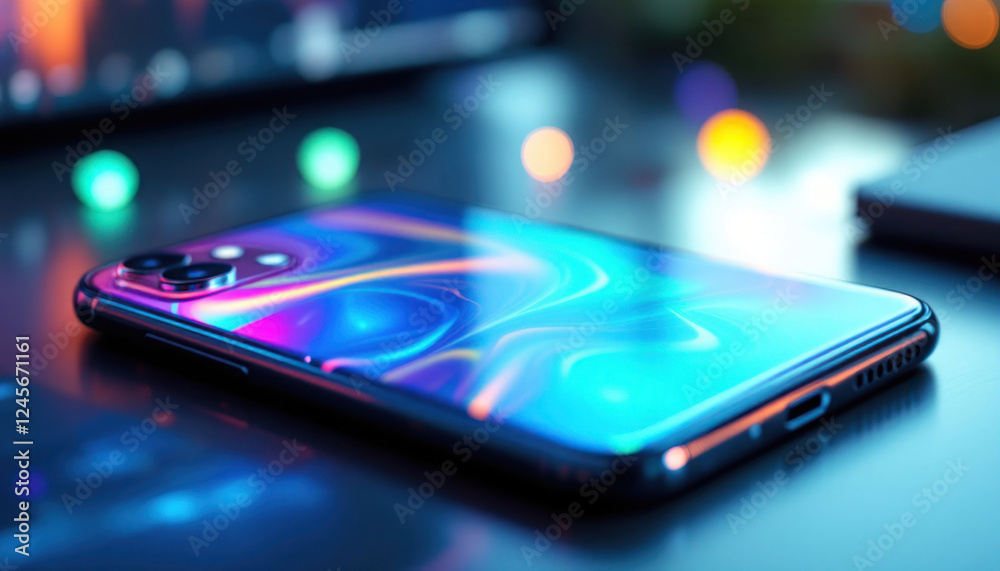 Vibrant Smartphone in Neon Lights Vibrant Smartphone in Neon Lights