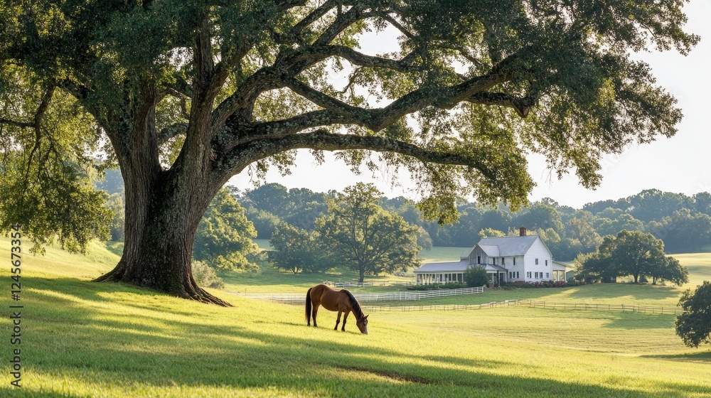 Serene Countryside Farm with Horse Serene Countryside Farm with Horse