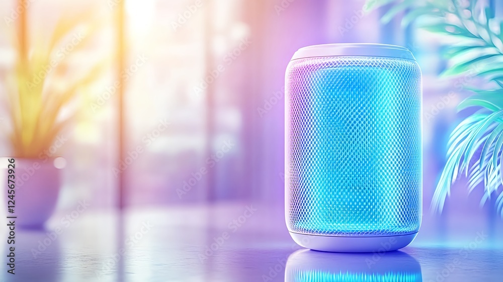 smart speaker, neon light, home tech - smart home technology