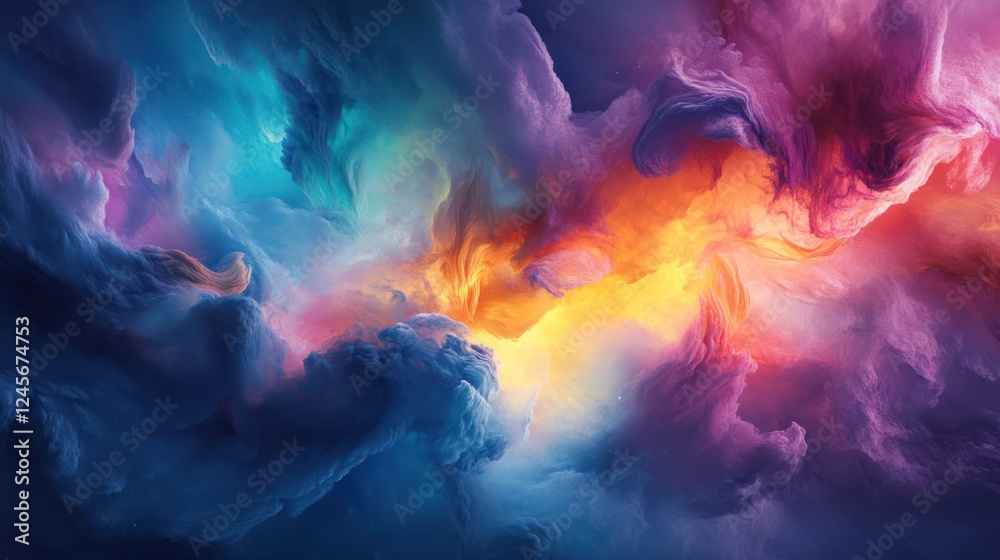 Fototapeta premium A dazzling abstract explosion of rainbow-colored light, smoothly blending through a full-spectrum gradient, symbolizing vibrancy and diversity.