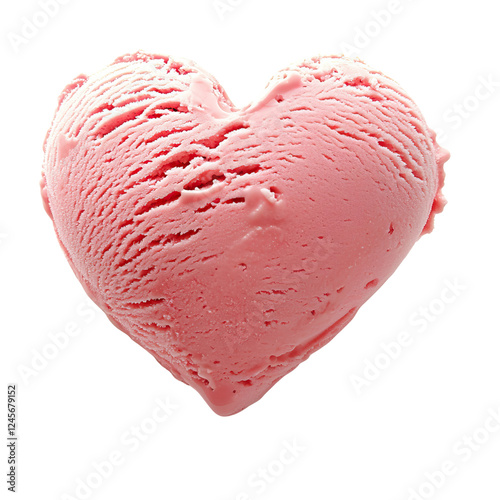 Heart shaped ice cream on a transparent background.