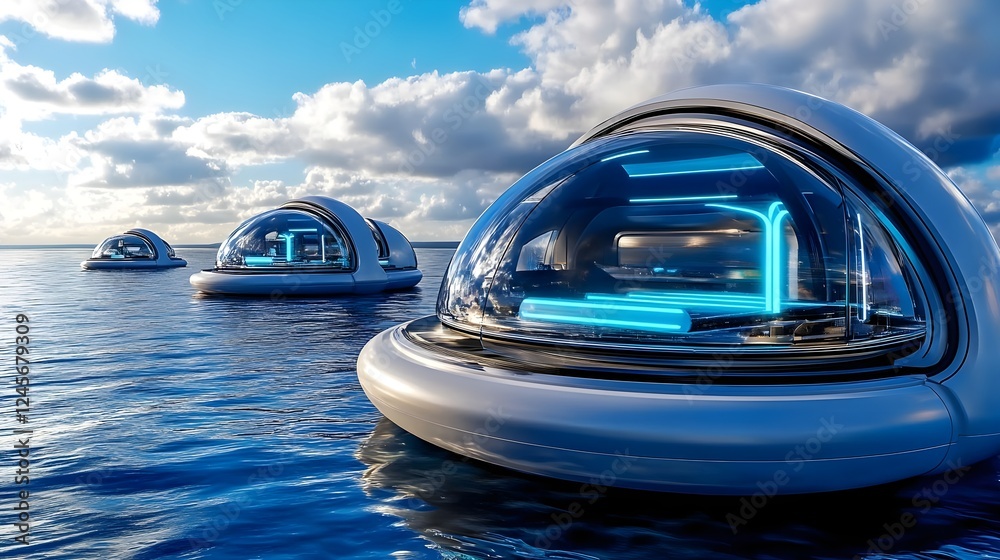 Obraz premium futuristic sea pods, ocean homes, concept - futuristic technology