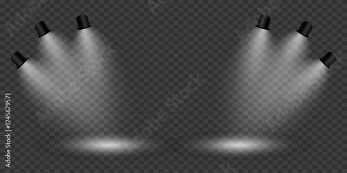 Magic stage lighting effect. Spotlight light effect. On a transparent background.