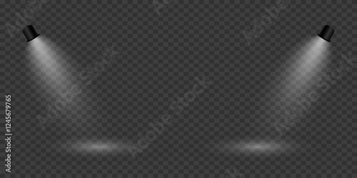 Magic stage lighting effect. Spotlight light effect. On a transparent background.