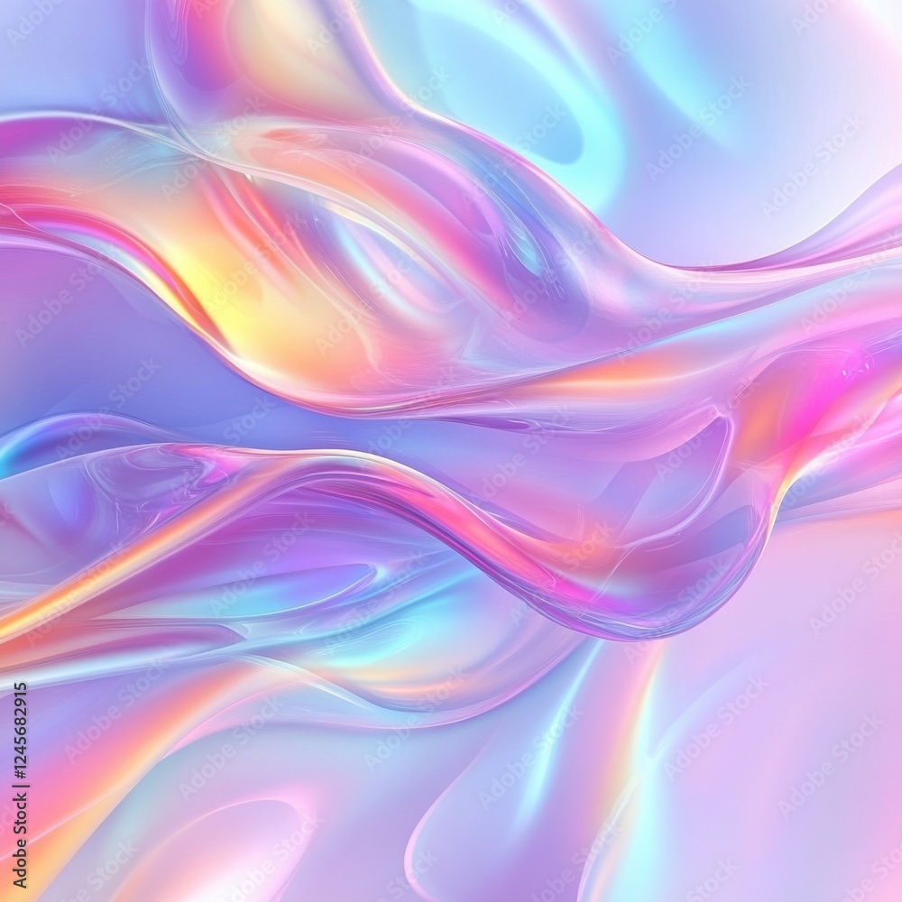 Fototapeta premium Abstract colorful fluid background with pastel holographic gradient and soft glow effect