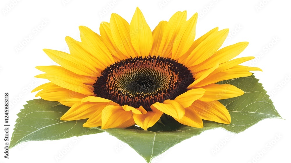 Obraz premium 8. A single bright yellow sunflower on a white background