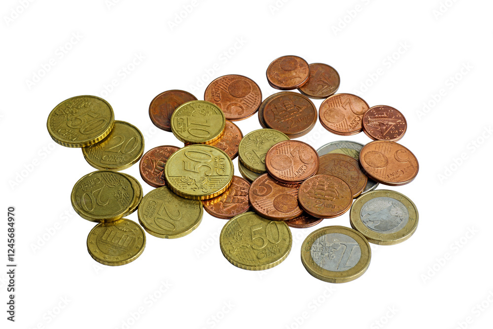Euro coins isolated on a white background. Euro coins isolated on a white background.