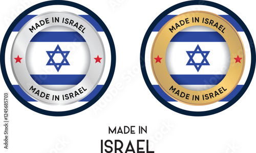Made in Israel. Premium labels, stickers, pointer, badge and symbol of Israel flag icon. Collection vector illustration