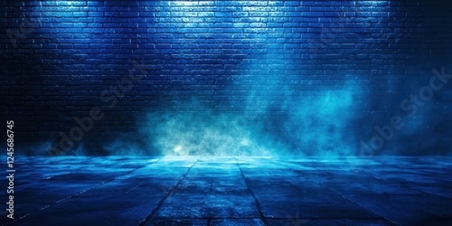 Blue brick wall with a blue sky background