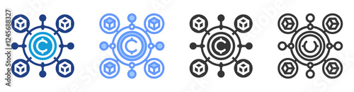Cross chain protocol icon set multiple style collection