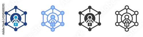 Decentralized identitie icon set multiple style collection