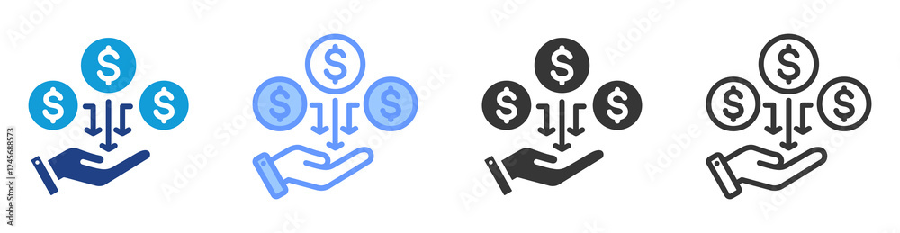 Passive income icon set multiple style collection Passive income icon set multiple style collection