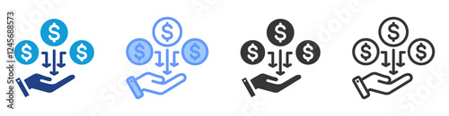 Passive income icon set multiple style collection