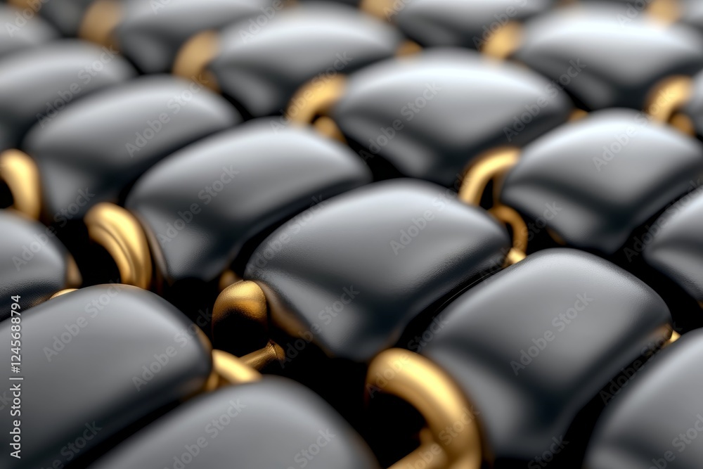 Fototapeta premium Abstract Black and Gold Geometric Pattern: A Luxurious 3D Render
