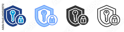 Private key icon set multiple style collection