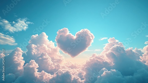 Romantic Cloud Formation in Heart Shape for Valentine Day Celebration. Generative AI