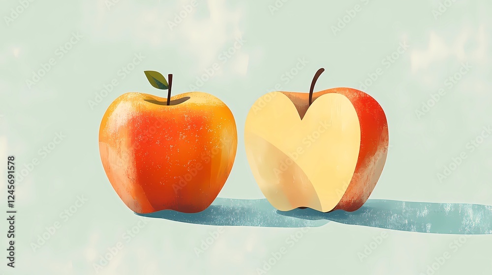Obraz premium A clean apple illustration complements culinary projects by blending design with imagery to attract creative food bloggers modern graphic style