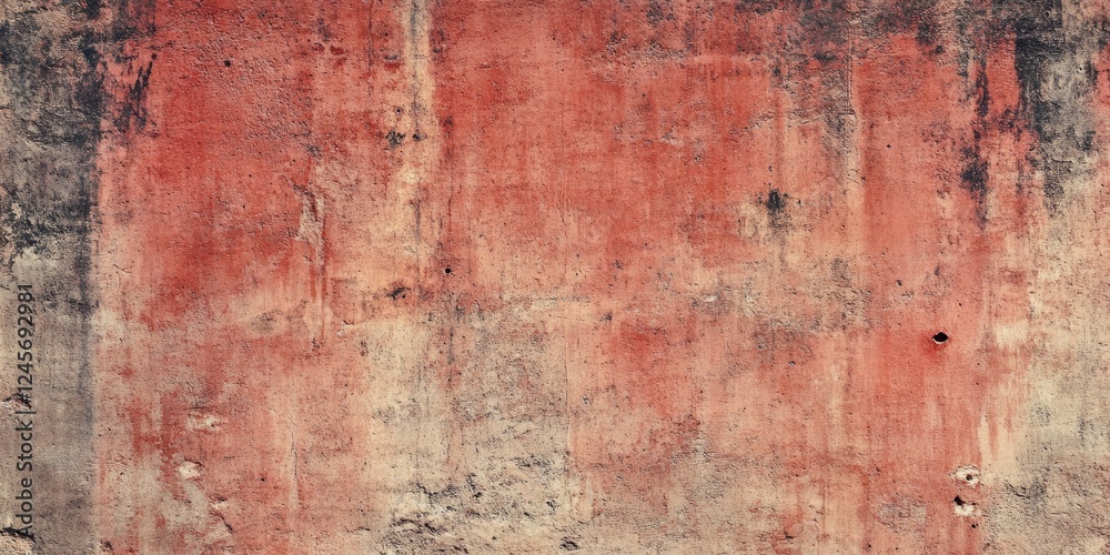 Obraz premium Rough grunge concrete wall textured background in reddish hues with gritty uneven surface textures featuring dark patches and subtle wear marks