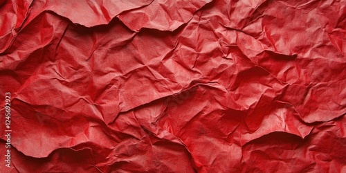 Wallpaper Mural Crumpled red recycled paper texture with deep creases and folds, vibrant hue dominating the image, showcasing eco-friendly material design. Torontodigital.ca
