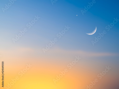 Fototapeta Naklejka Na Ścianę i Meble -  Islam moon star night isra miraj namaz sunset background mubaruk greeting islam ramadan element masjid aqsa hajj kaaba umrah eid arabian religion islamic arab muslim greeting miraj kaaba