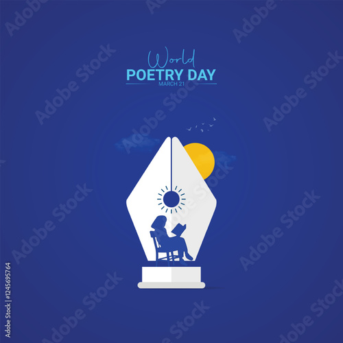 World Poetry Day creative design. poetry day social media poster vector 3D illustration.