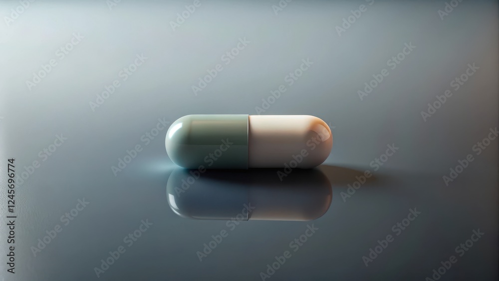 A single pastel-colored capsule rests on a sleek, reflective surface, showcasing its smooth, glossy finish and vibrant hue. A single pastel-colored capsule rests on a sleek, reflective surface, showcasing its smooth, glossy finish and vibrant hue.