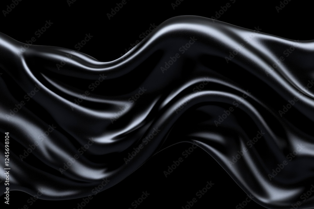 Fototapeta premium Abstract Black Draped Fabric Waves Texture