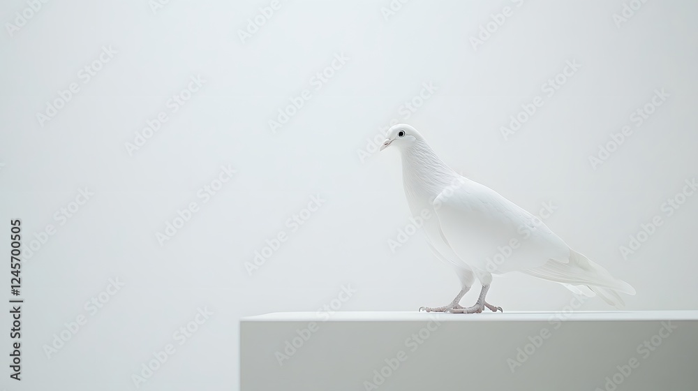Obraz premium 59. A lone white dove on a white background