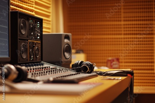 Studio Desk Mixing Audio Headphones Music Production photo