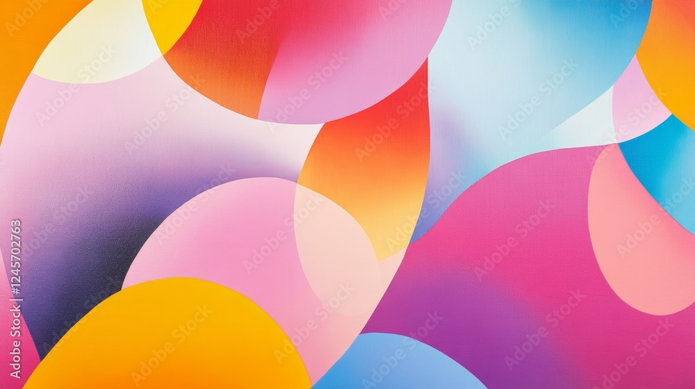 A vibrant abstract art piece featuring gradient shapes blending seamlessly, with a mix of bright and pastel tones, A vibrant abstract art piece featuring gradient shapes blending seamlessly, with a mix of bright and pastel tones,
