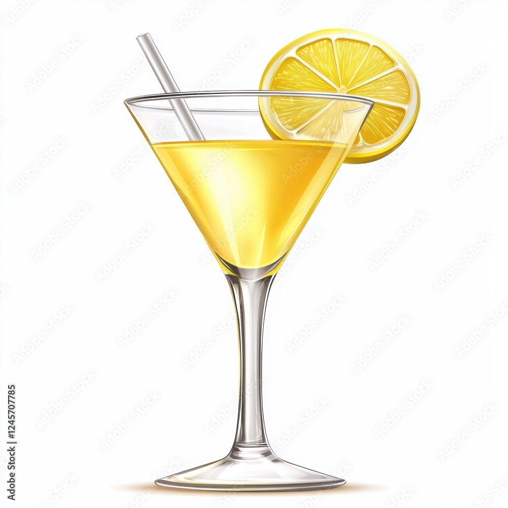 cocktail glass with a lemon slice, isolated on white cocktail glass with a lemon slice, isolated on white