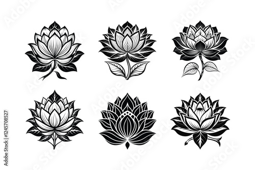 lotus flower silhouette vector art illustration