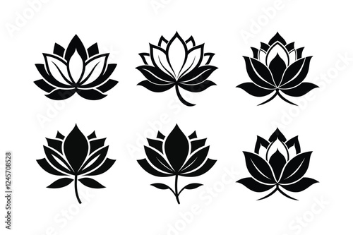 lotus flower silhouette vector art illustration