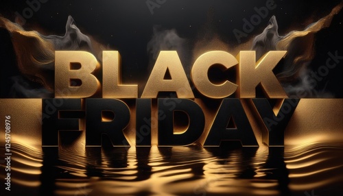 Icy Black Friday typography, frozen textures, glowing sale details, cool luxury theme photo