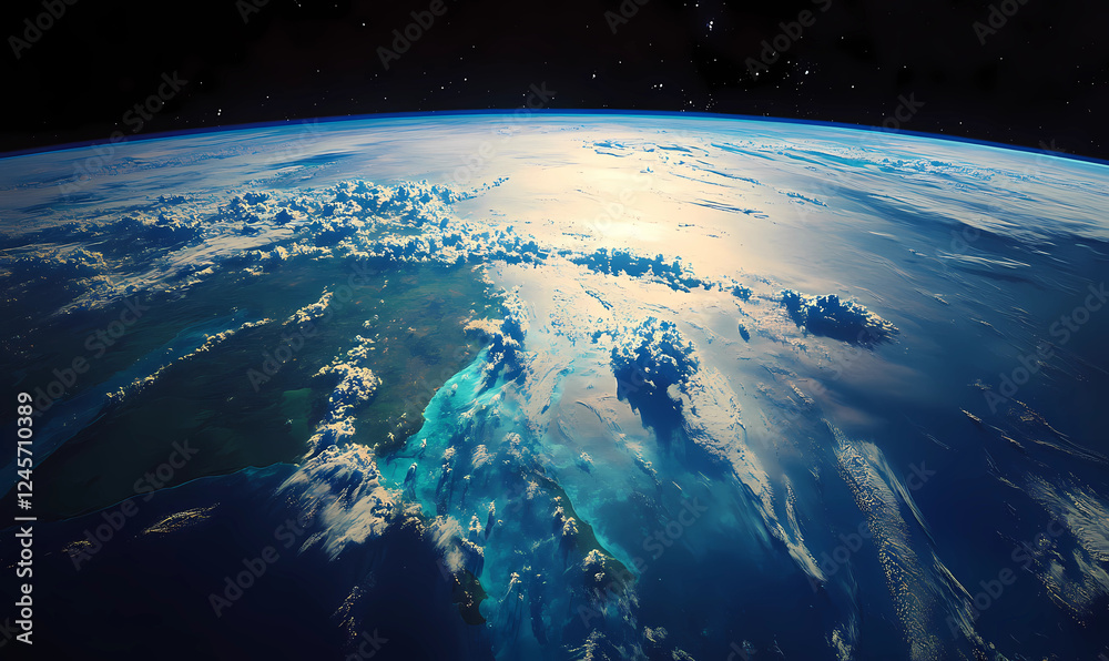 Fototapeta premium Satellite Space View – Peer Down from the Cosmos for a Mesmerizing Look at Earth