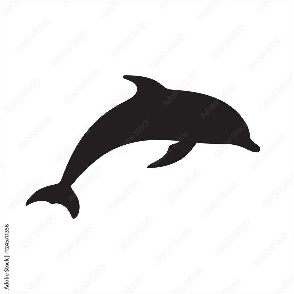 Fototapeta premium Modern Dolphin Symbol in Iconic Black and White Style