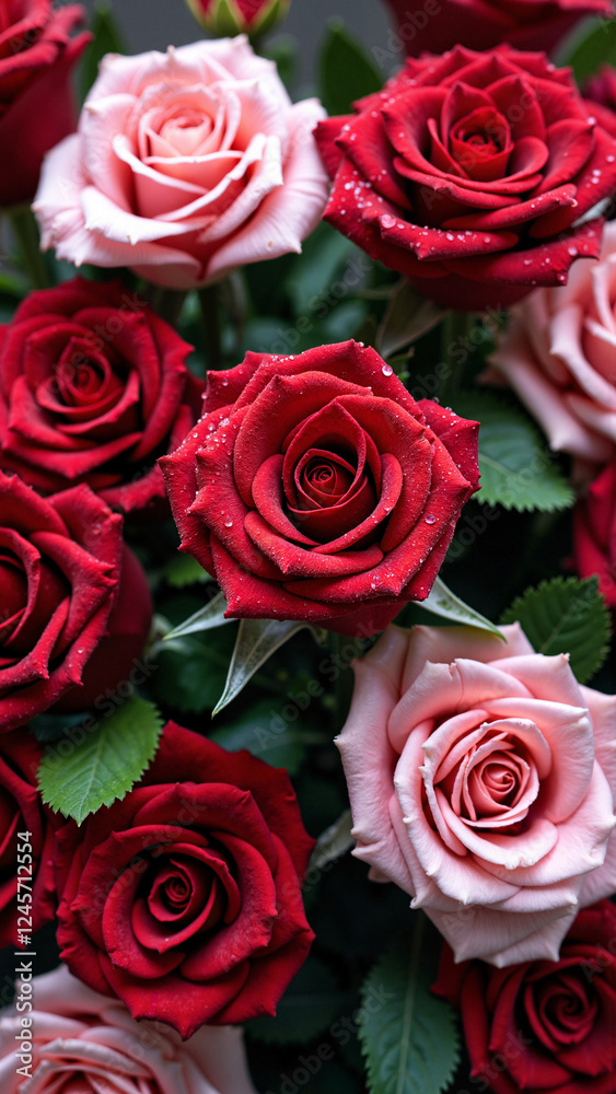 Enchanting Red and Pink Rose Pattern: Elegant Floral Texture for Romantic Designs and Beauty Campaigns Enchanting Red and Pink Rose Pattern: Elegant Floral Texture for Romantic Designs and Beauty Campaigns