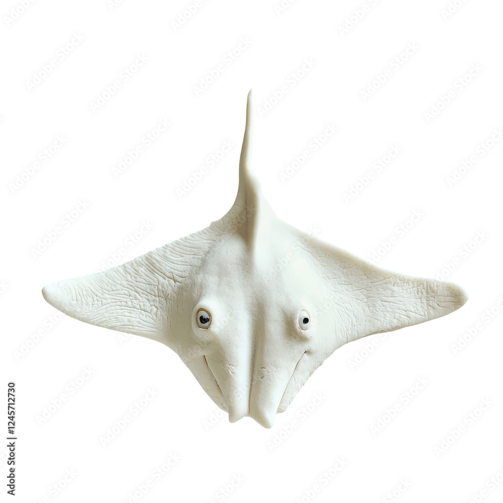Fototapeta premium Realistic White Playdough Model of a Creative Shark Design on Solid transparent background for Artistic Projects