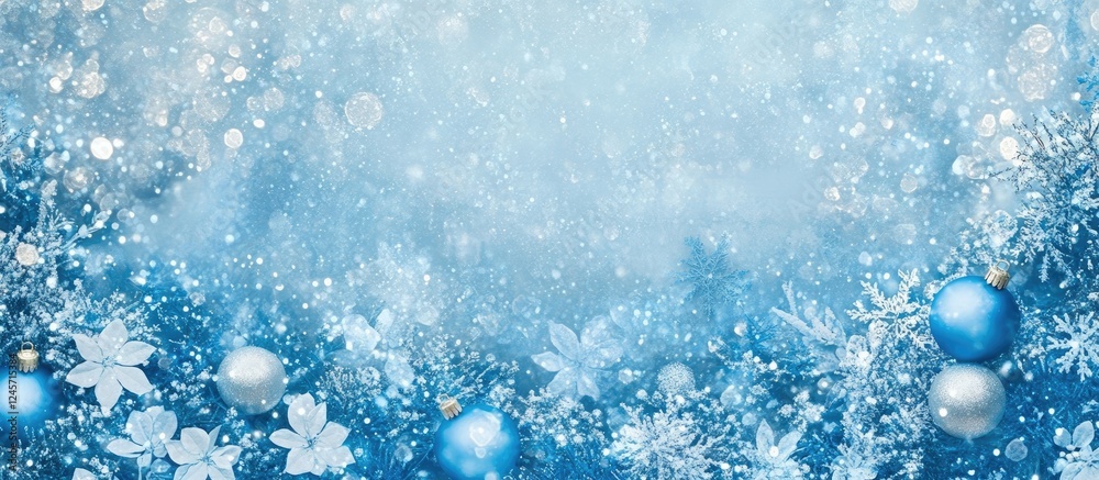 Winter wonderland background featuring a gradient of soft blues with sparkling snowflakes and ornaments, creating a festive atmosphere. Winter wonderland background featuring a gradient of soft blues with sparkling snowflakes and ornaments, creating a festive atmosphere.
