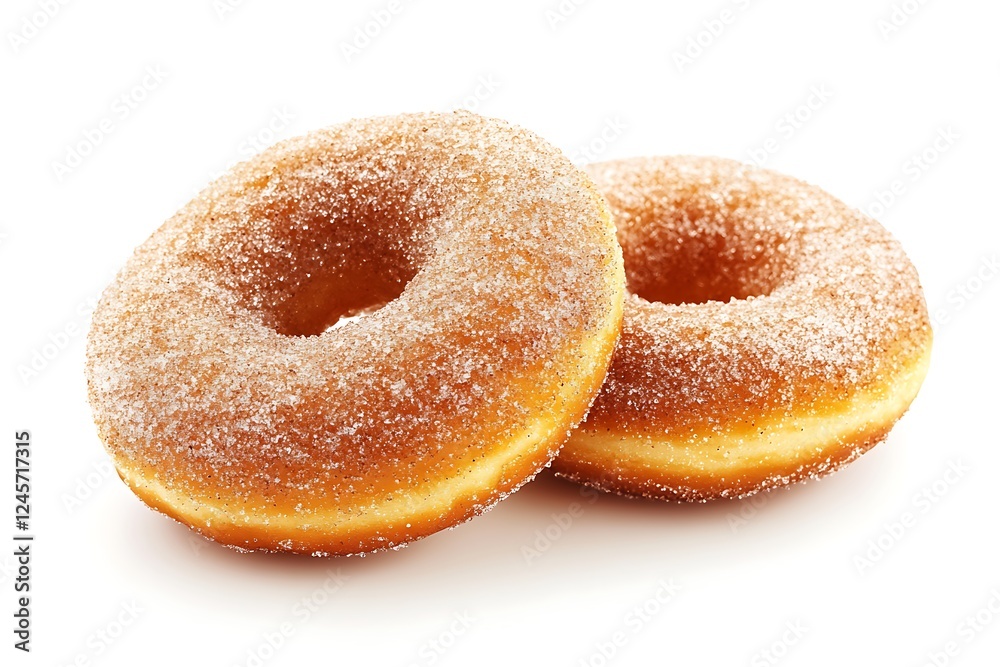 3D Render of Baked Cinnamon Sugar Doughnuts, Isolated on White Background 3D Render of Baked Cinnamon Sugar Doughnuts, Isolated on White Background