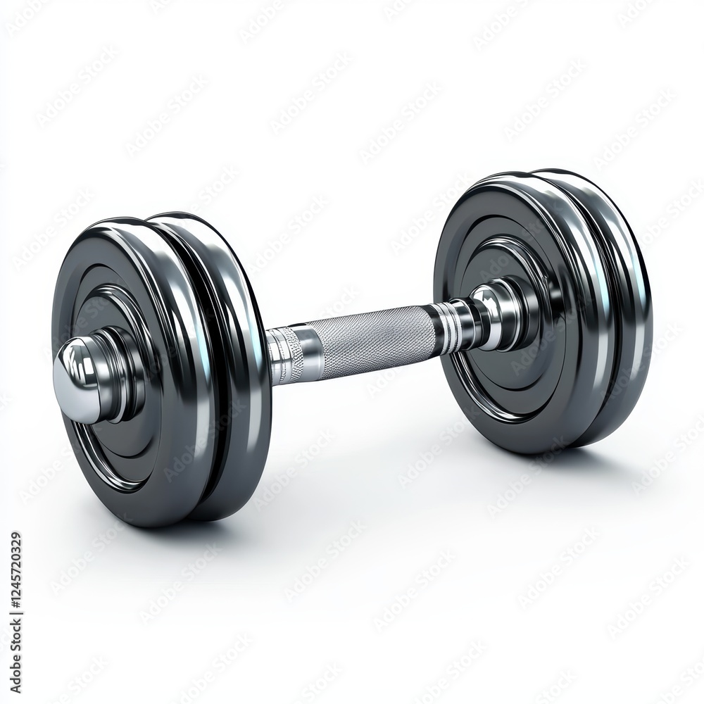 Naklejka premium dumbbell with metallic reflections, isolated on white