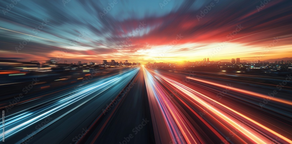 Obraz premium Vande Bharat, India's High-Speed Train, Depicted in Low Light