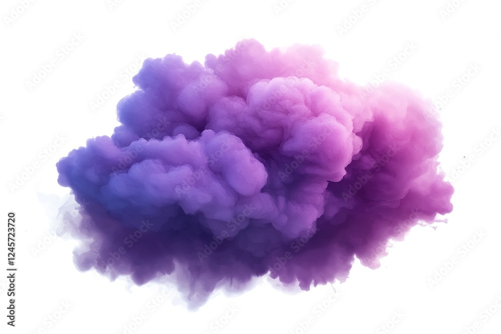 Ethereal Violet Smoke Cloud: Abstract Vector Design Element. Perfect for backgrounds, overlays, and design projects. High-resolution vector graphic featuring a vibrant purple smoke plume against a    