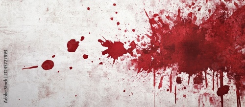 Obraz na płótnie Red splatter texture on a white background creating a grunge style panel with horizontal layout for dramatic visual impact and depth. w salonie