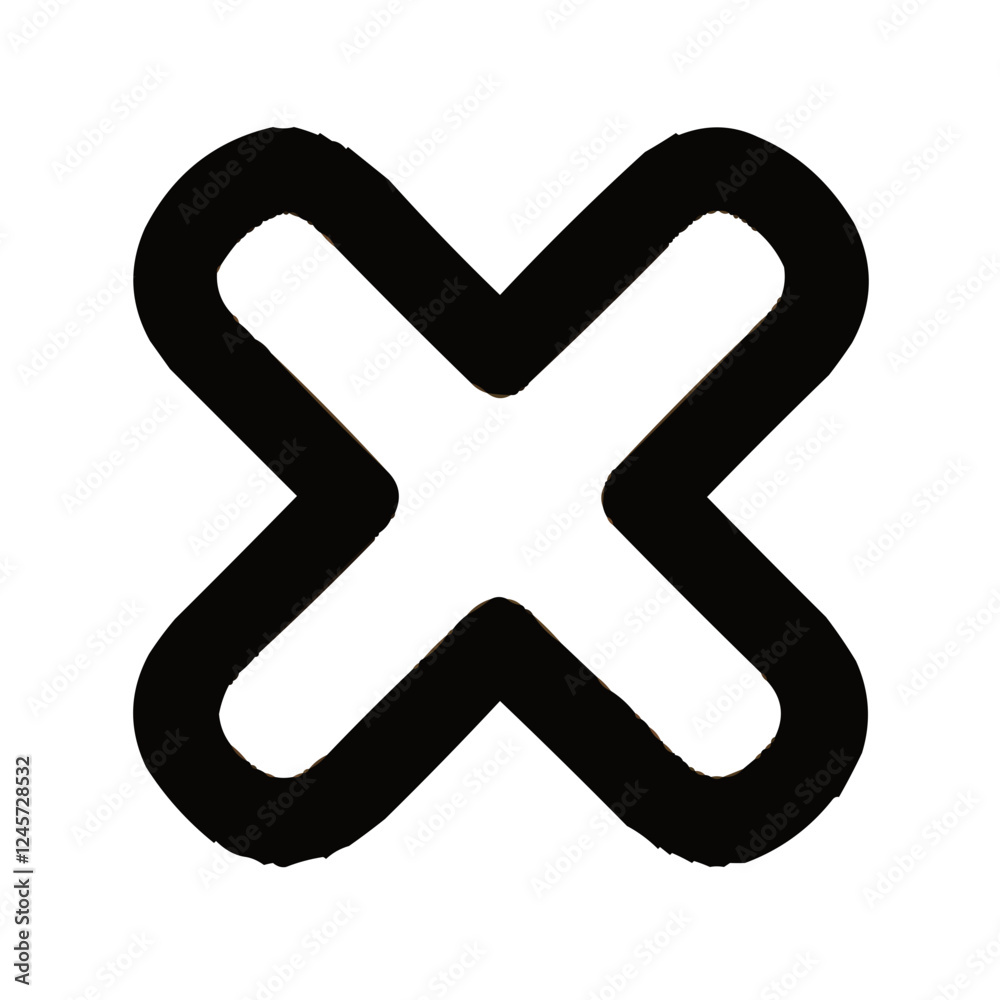 Delete icon with cross symbol, bold style, black color, symbol for removal Delete icon with cross symbol, bold style, black color, symbol for removal