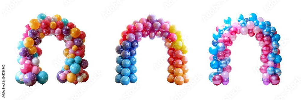 Arch from balloons set isolated on transparent background. PNG. Generated AI Arch from balloons set isolated on transparent background. PNG. Generated AI