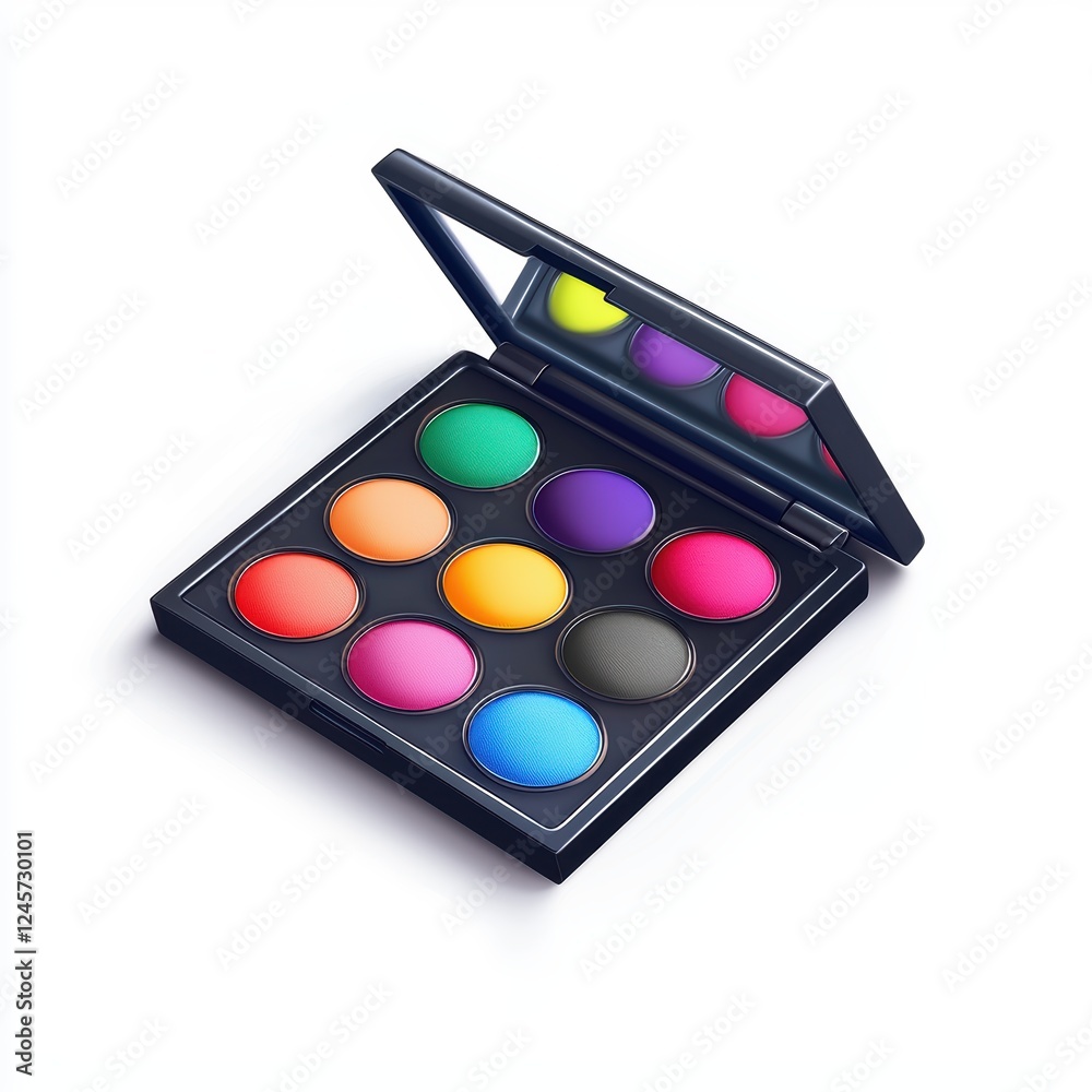 eyeshadow palette with multiple colors, isolated on white eyeshadow palette with multiple colors, isolated on white