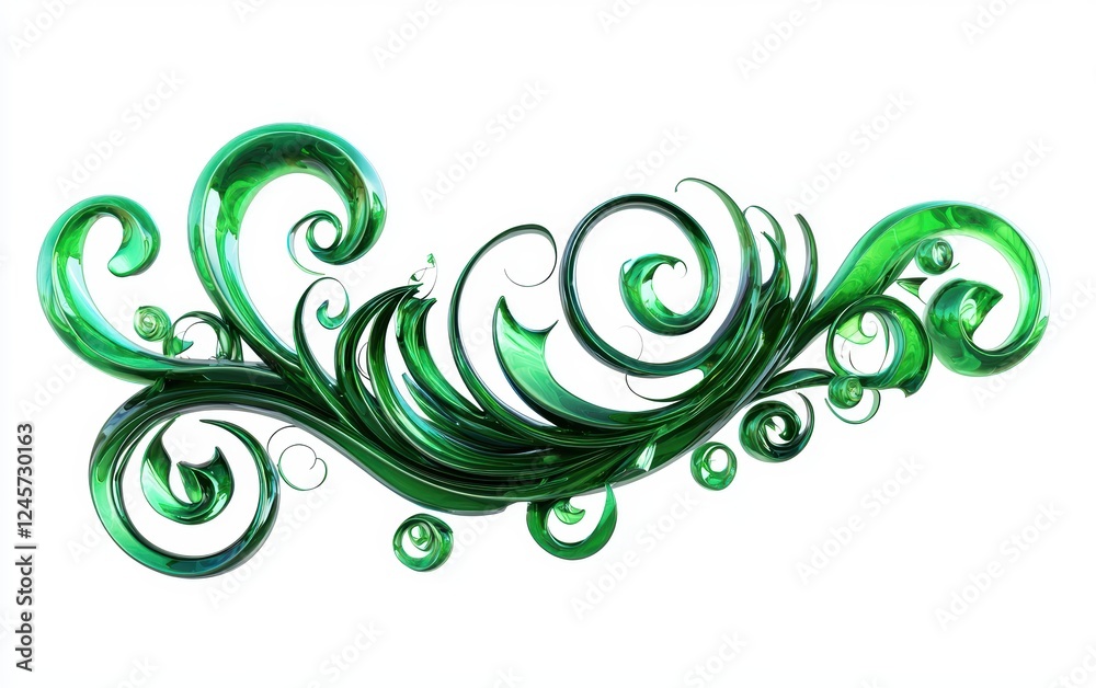 Deep emerald green ink burst forming swirling tendrils, isolated on white