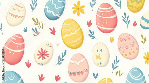 Creative hand-drawn Easter eggs horizontal pattern for Easter celebration
